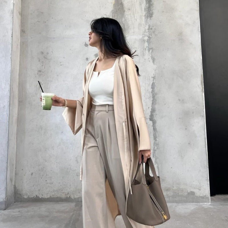 Satin Open-Front Abaya Robe |  Modest Dress with Flowy Bell Sleeves (MOA219)