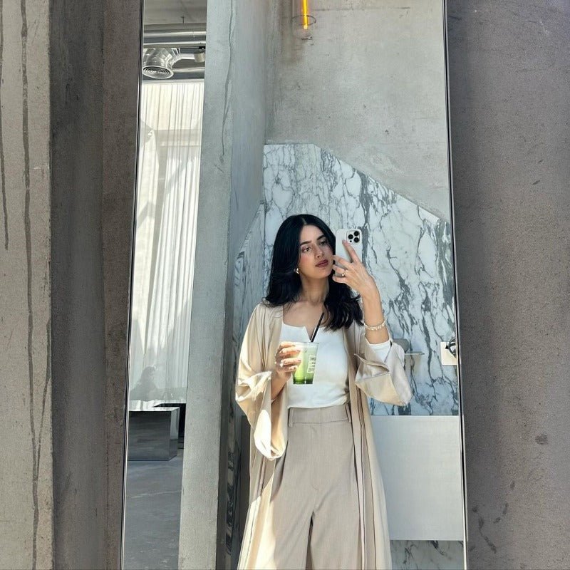 Elegant Satin Open-Front Abaya Robe | Solid Color Modest Dress with Flowy Bell Sleeves 