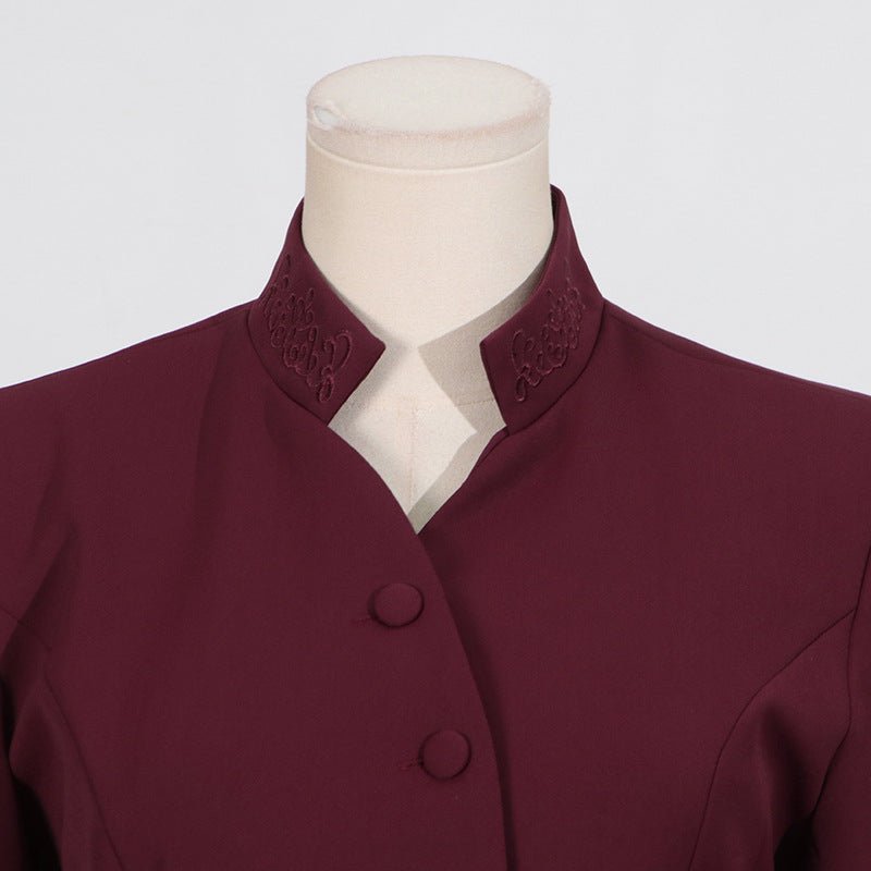 Embroidered Blazer & Pleated Skirt Set(MS214) - Mariam's Collection