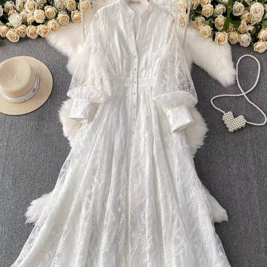 Embroidered Lace Dress – Floral Lace Maxi Dress MS327