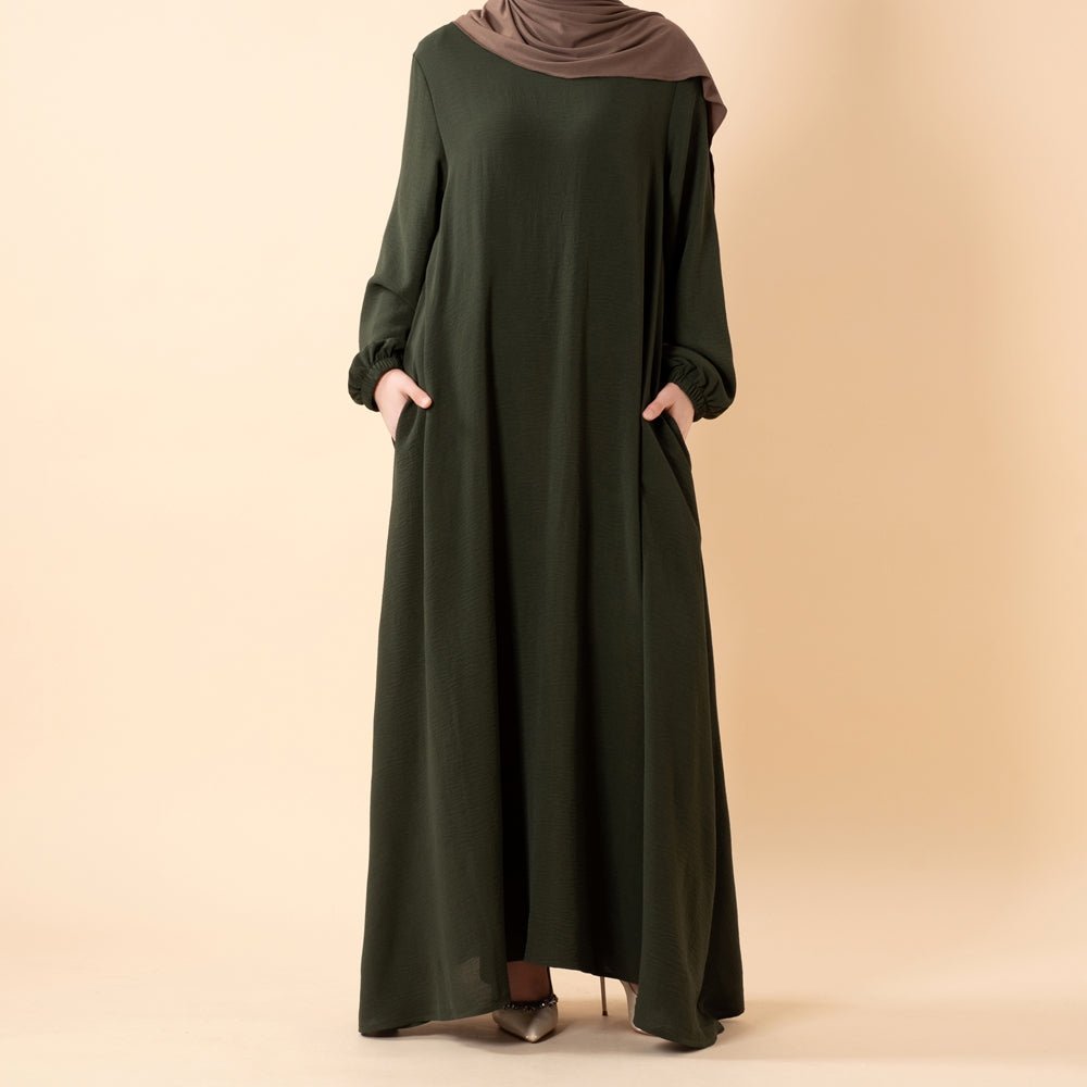 Essential Flow Crepe Maxi Dress with Pockets (MA385) - Mariam's Collection
