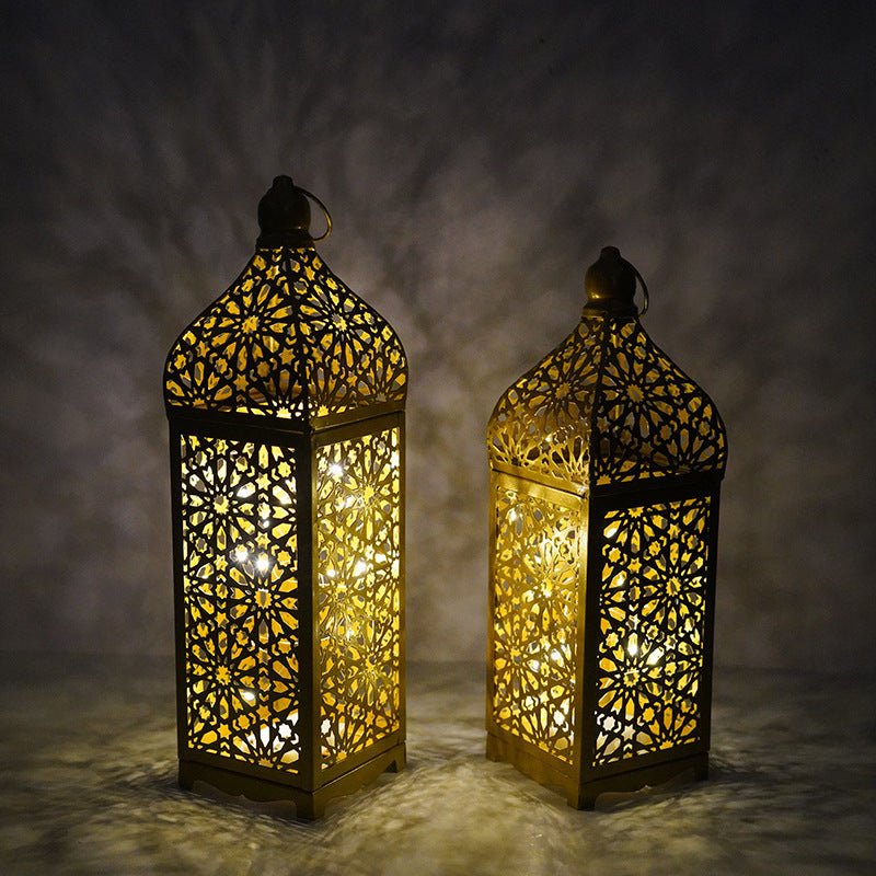 Festive Home Craft Decor Ramadan Hollow Moroccan Iron Lantern (MAC402) - Mariam's Collection