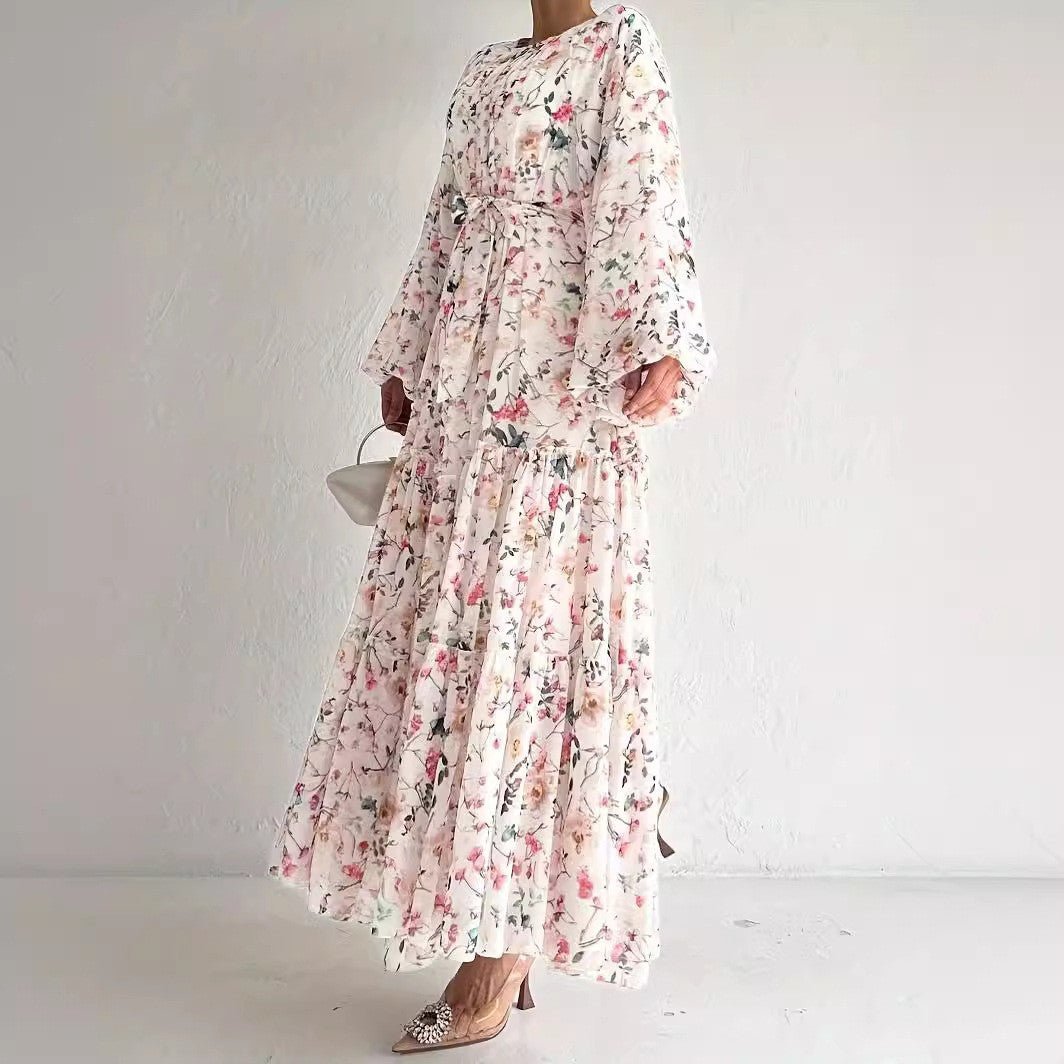 Floral Chiffon Dress(MA408) - Mariam's Collection
