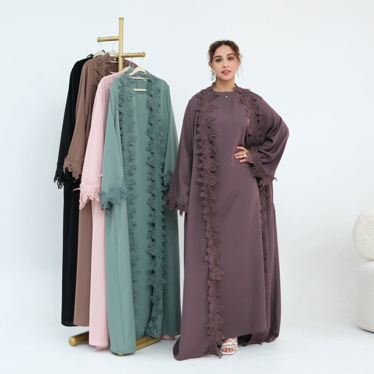 Sleeveless inner maxi dress with round neckline