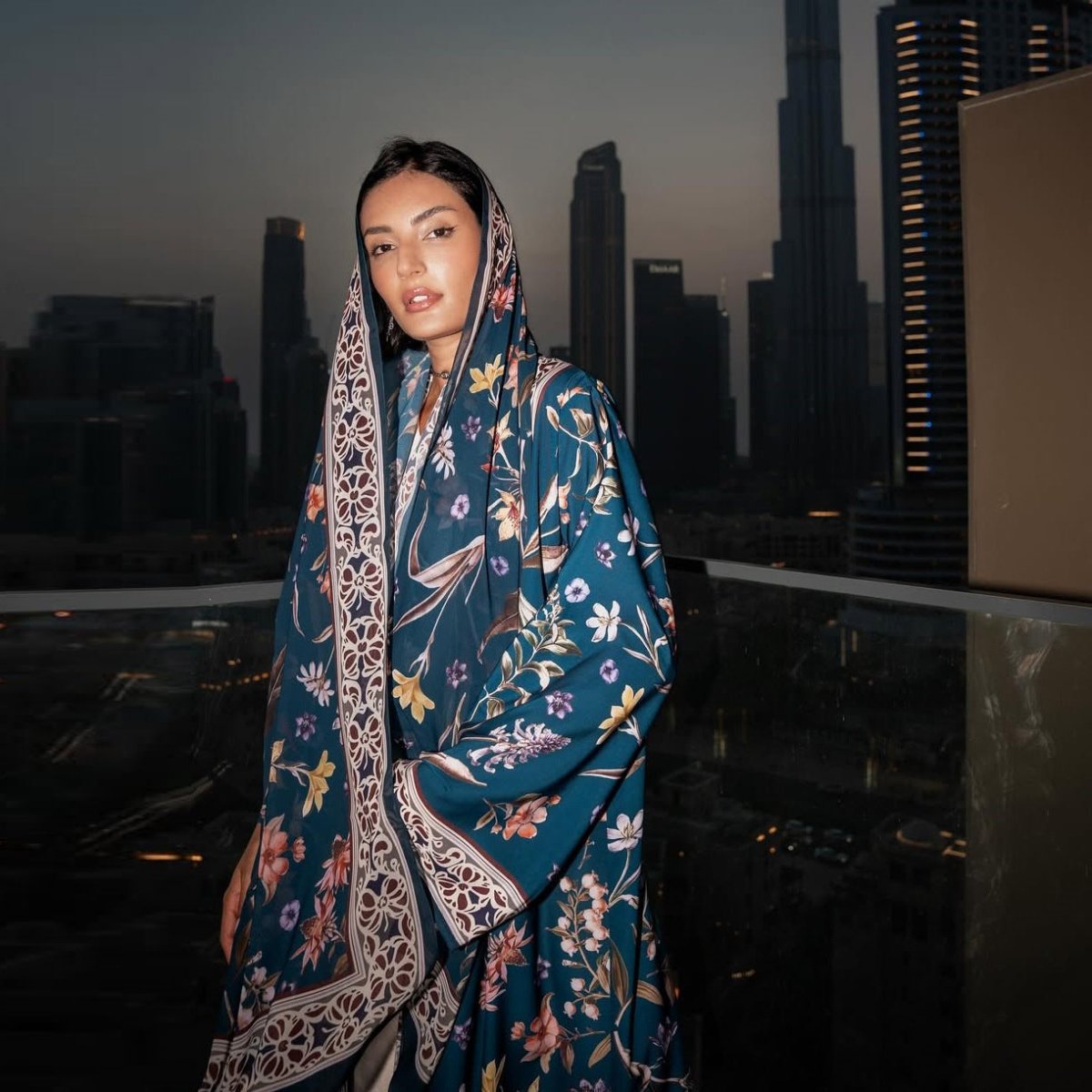 Floral Printer Abaya Set with Hijab(MOA267) - Mariam's Collection