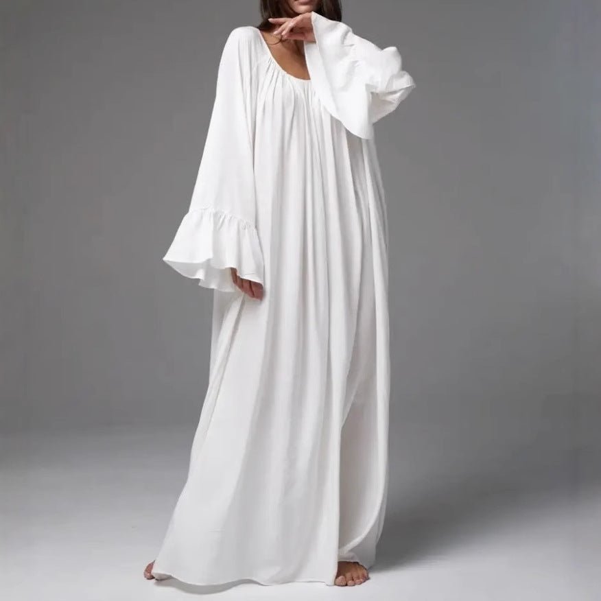 French Loungewear Ruffle Cuff Abaya – Maxi Dress MA397