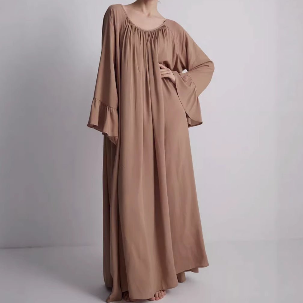 French Loungewear Ruffle Cuff Abaya – Maxi Dress MA397