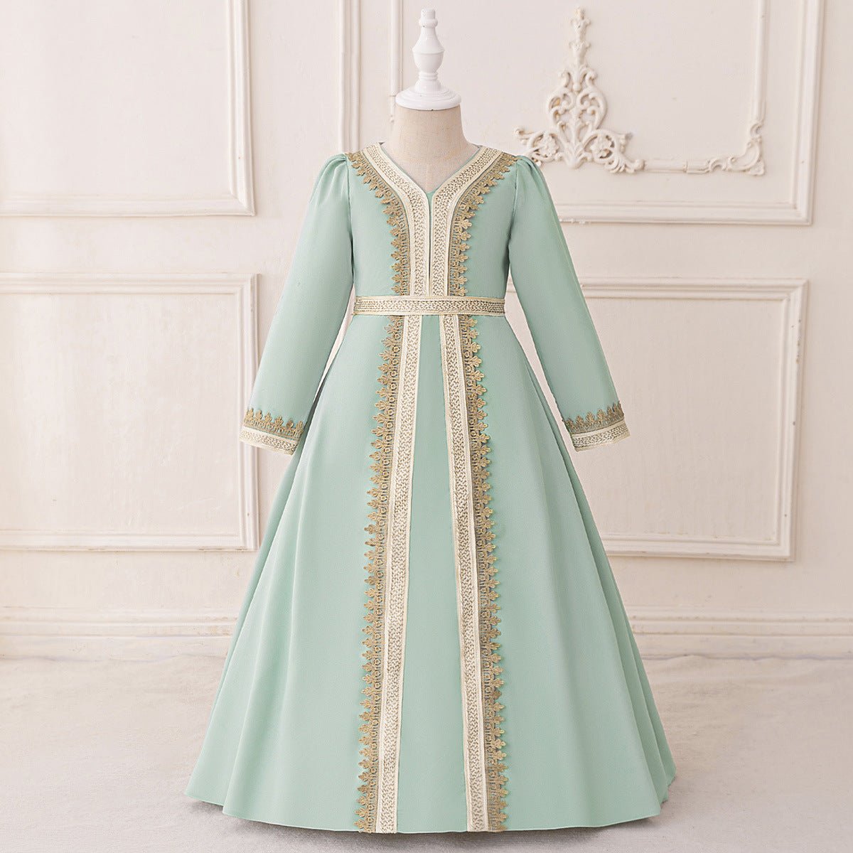Girls Embroidered Kaftan Dress(MKG019) - Mariam's Collection