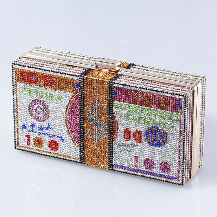 ‌Glamorous Fully Bedazzled Dollar Motif Evening Bag Party Clutch (MAC293) - Mariam's Collection