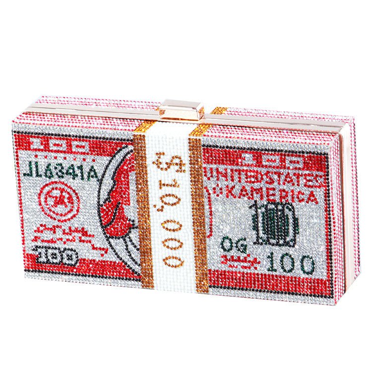 ‌Glamorous Fully Bedazzled Dollar Motif Evening Bag Party Clutch (MAC293) - Mariam's Collection