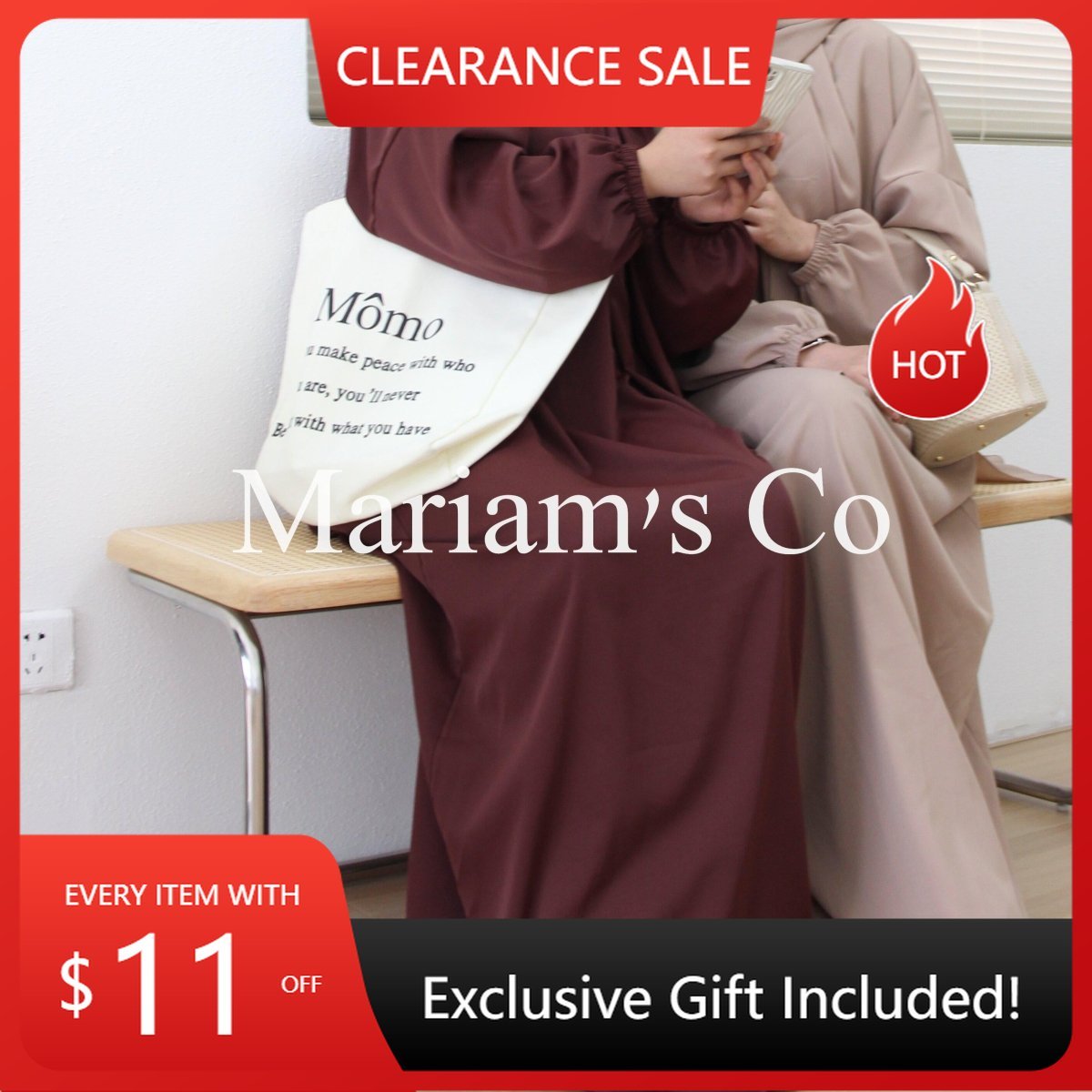 Hijab Attached Hooded Abaya With Pockets (MA0011) - Mariam's Collection