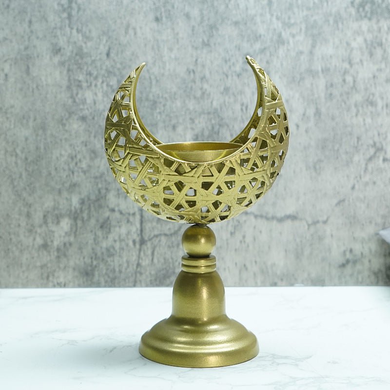 Hollow Moon Candle Holder – Iron Ramadan Decorative Accent (MAC379) - Mariam's Collection