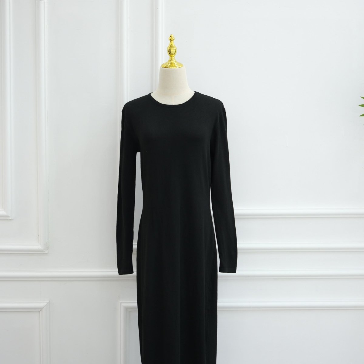 Hollow-Out Knit Open Abaya Cardigan with Waist Belt(MOA315) - Mariam's Collection
