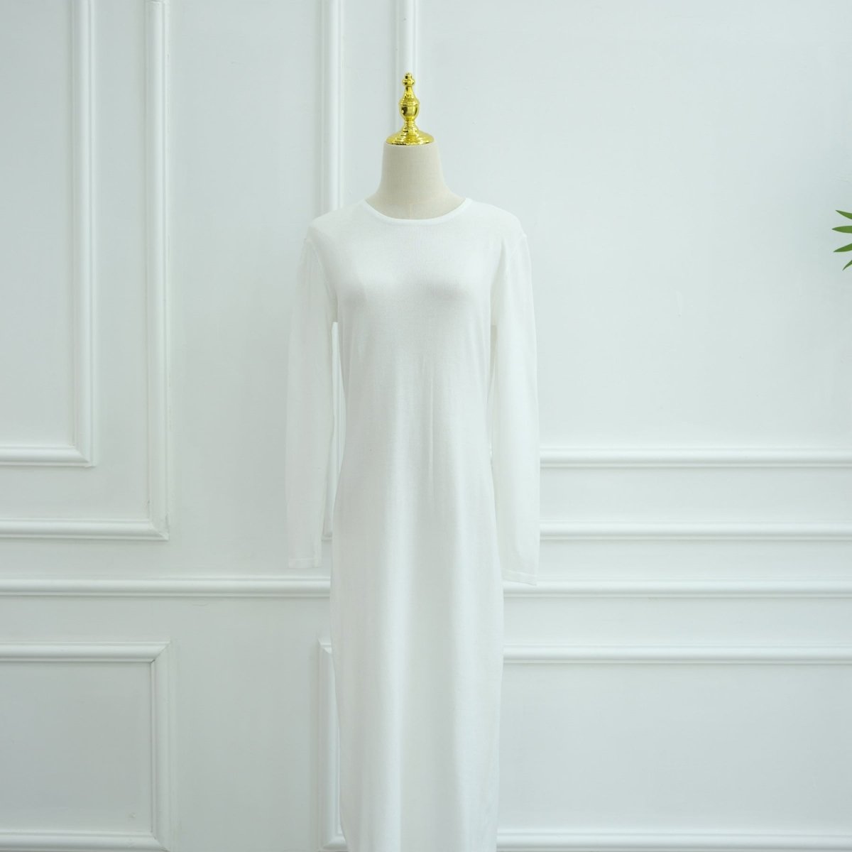 Hollow-Out Knit Open Abaya Cardigan with Waist Belt(MOA315) - Mariam's Collection