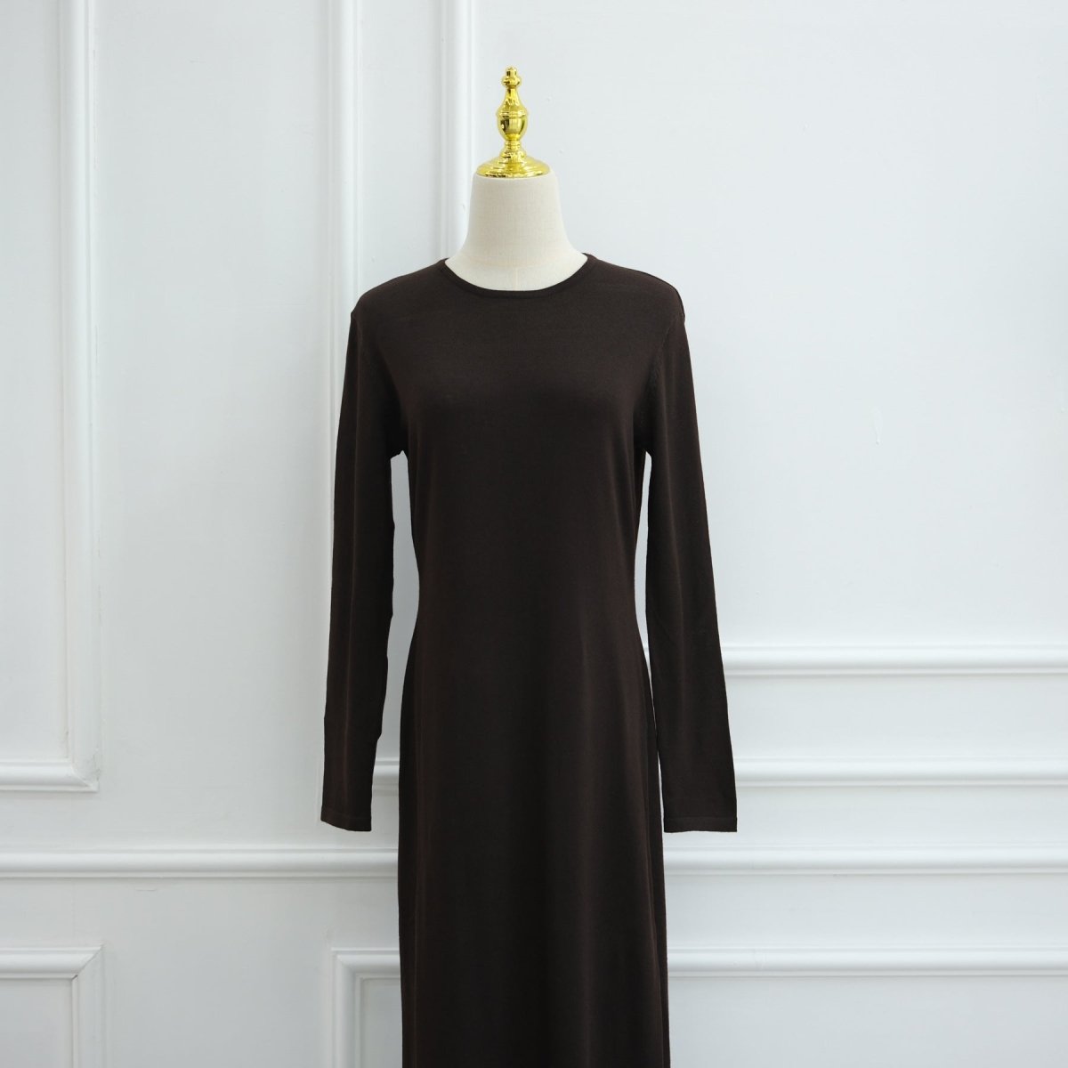 Hollow-Out Knit Open Abaya Cardigan with Waist Belt(MOA315) - Mariam's Collection