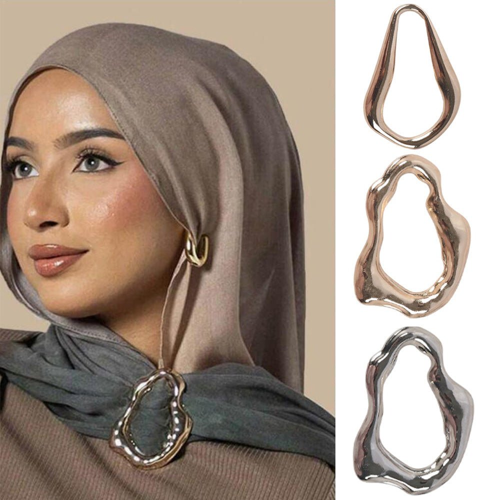 Irregular Metal Hijab Ring(MAC365) - Mariam's Collection
