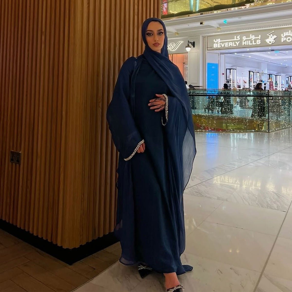 Luxe Beaded Cardigan Abaya | Modest Luxury Evening Wear Beading - Embellished Robes (MOA195) - Mariam's Collection
