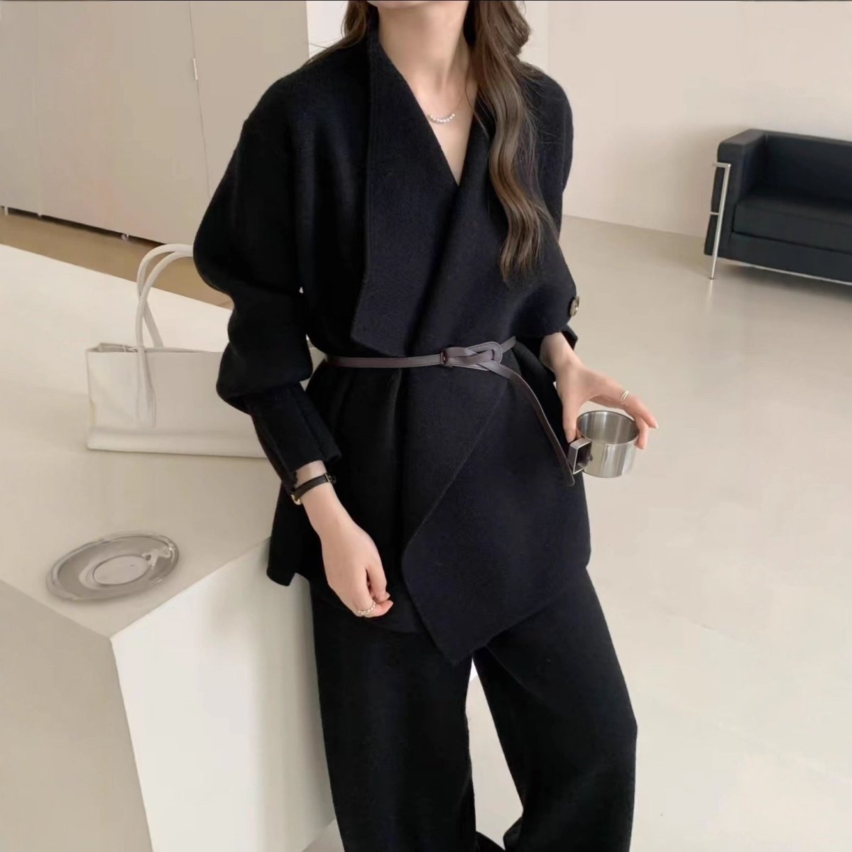 Luxe Knit Blazer & Wide - Leg Pants Set(MS197) - Mariam's Collection