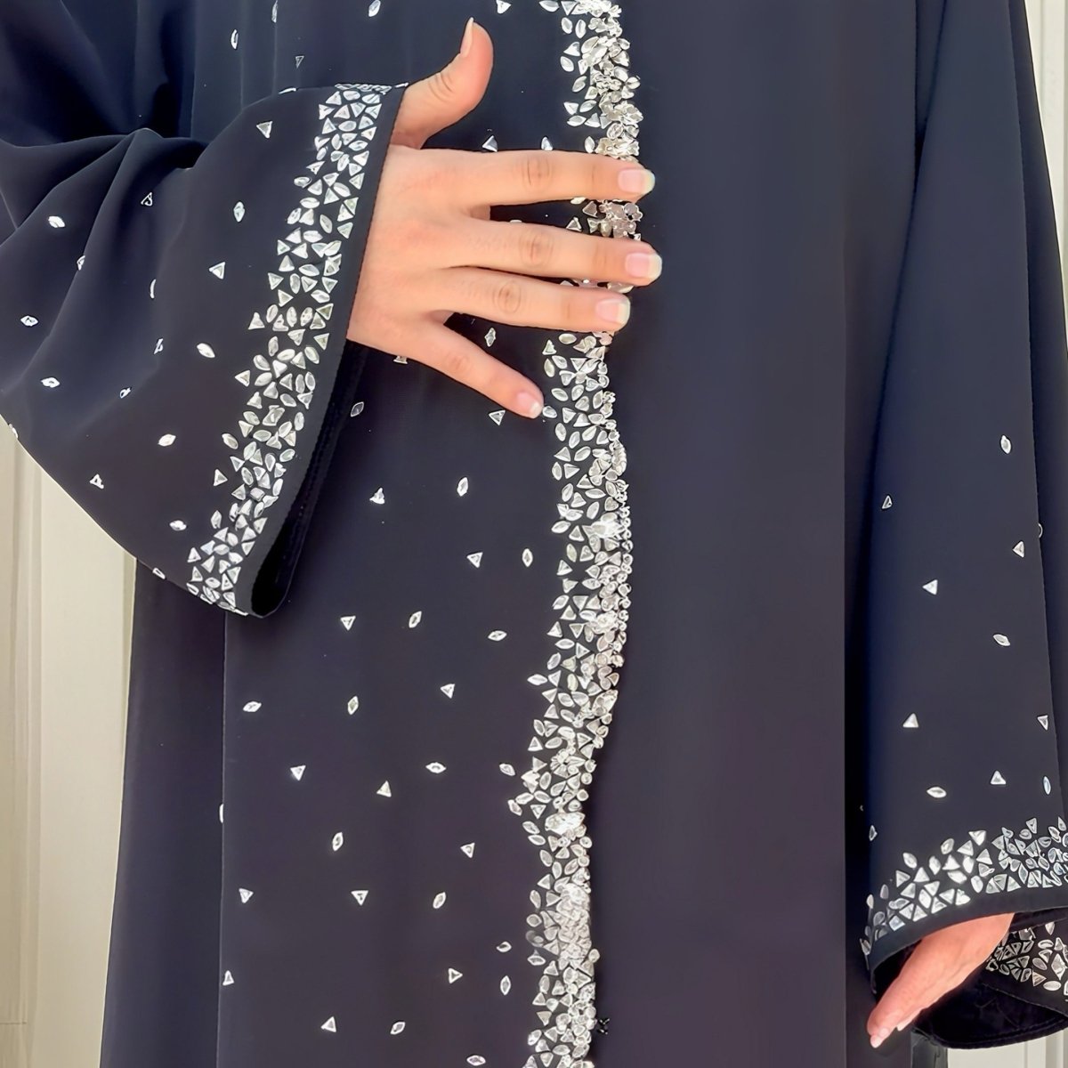 Luxury Black Crystal Embellished Abaya 