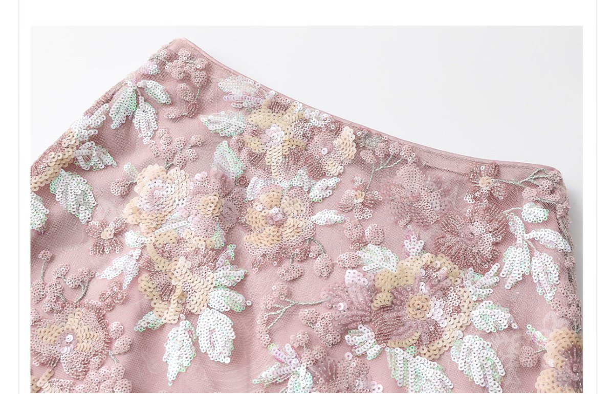 Luxury Embroidered Floral Jacket & Skirt Set(MS307) - Mariam's Collection