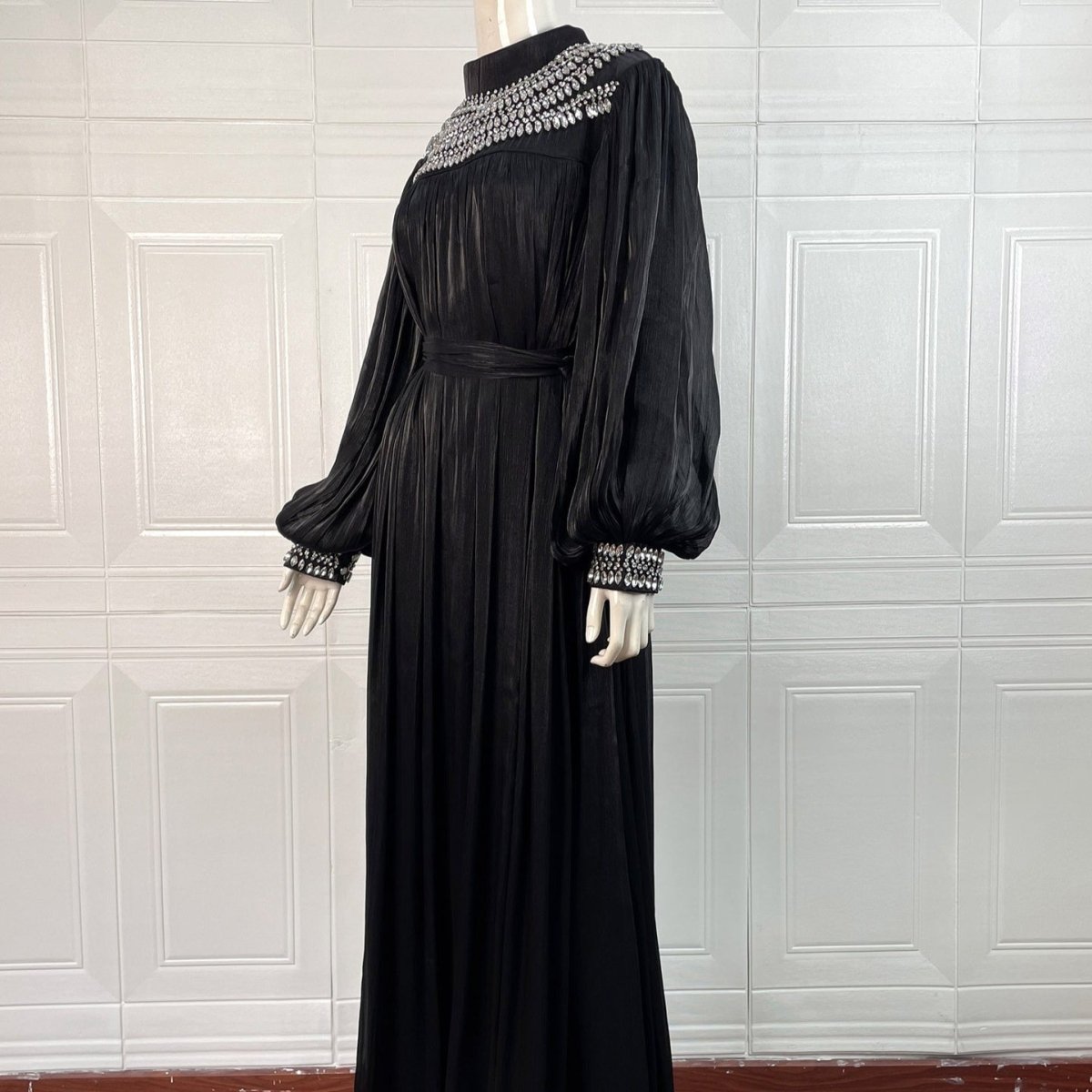 Luxury Rhinestone Collar Maxi Dress(MA440) - Mariam's Collection