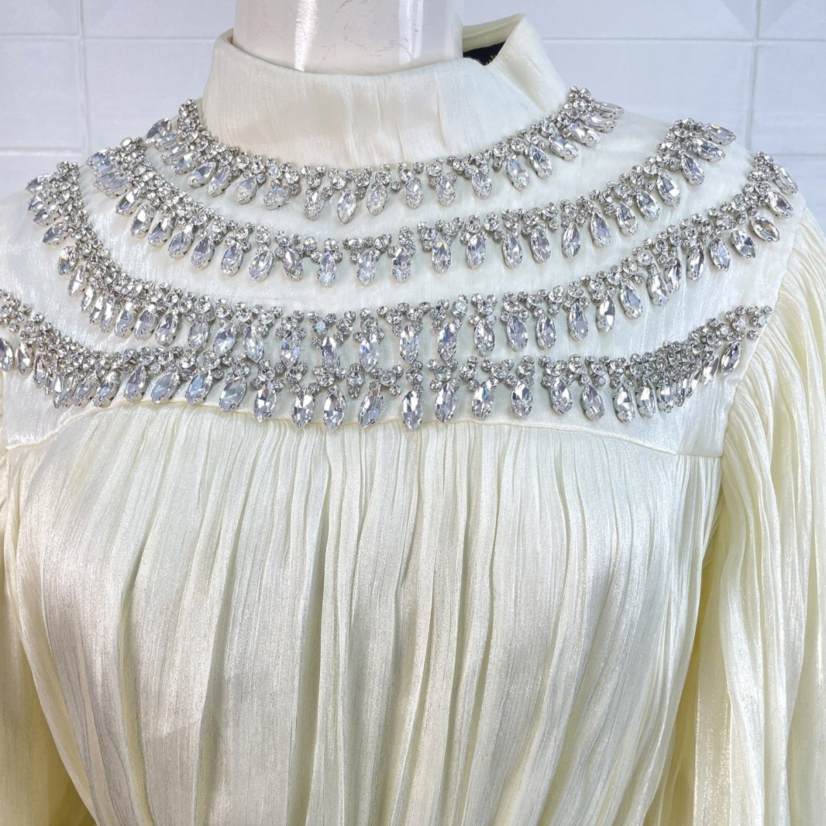 Luxury Rhinestone Collar Maxi Dress(MA440) - Mariam's Collection