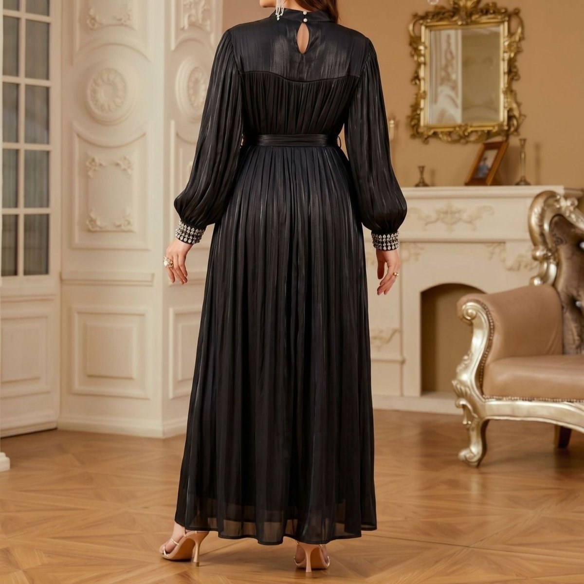 Luxury Rhinestone Collar Maxi Dress(MA440) - Mariam's Collection