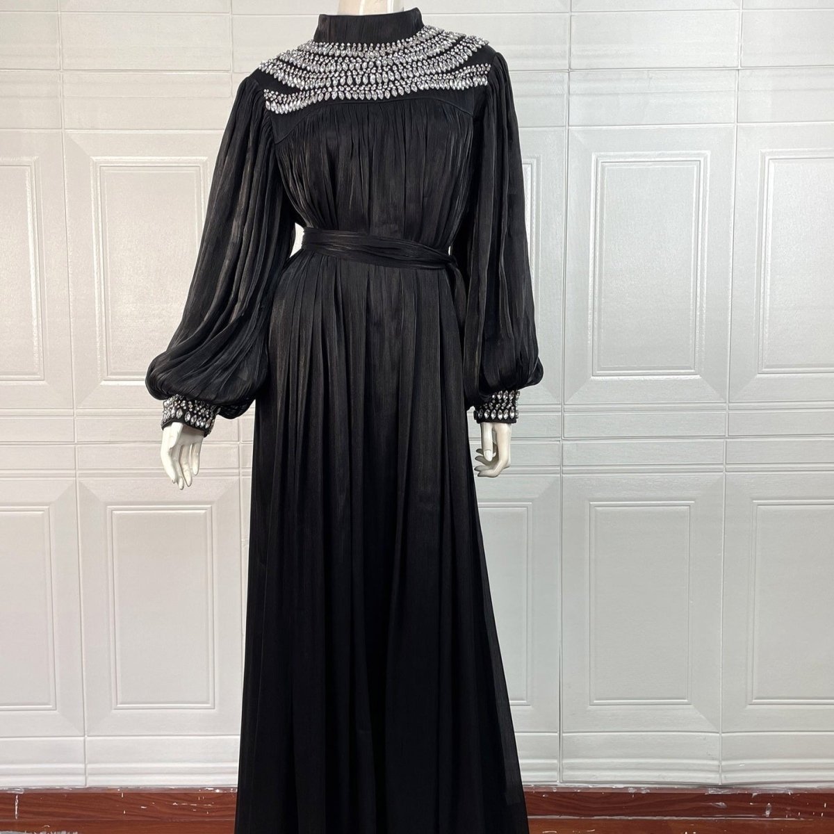 Luxury Rhinestone Collar Maxi Dress(MA440) - Mariam's Collection