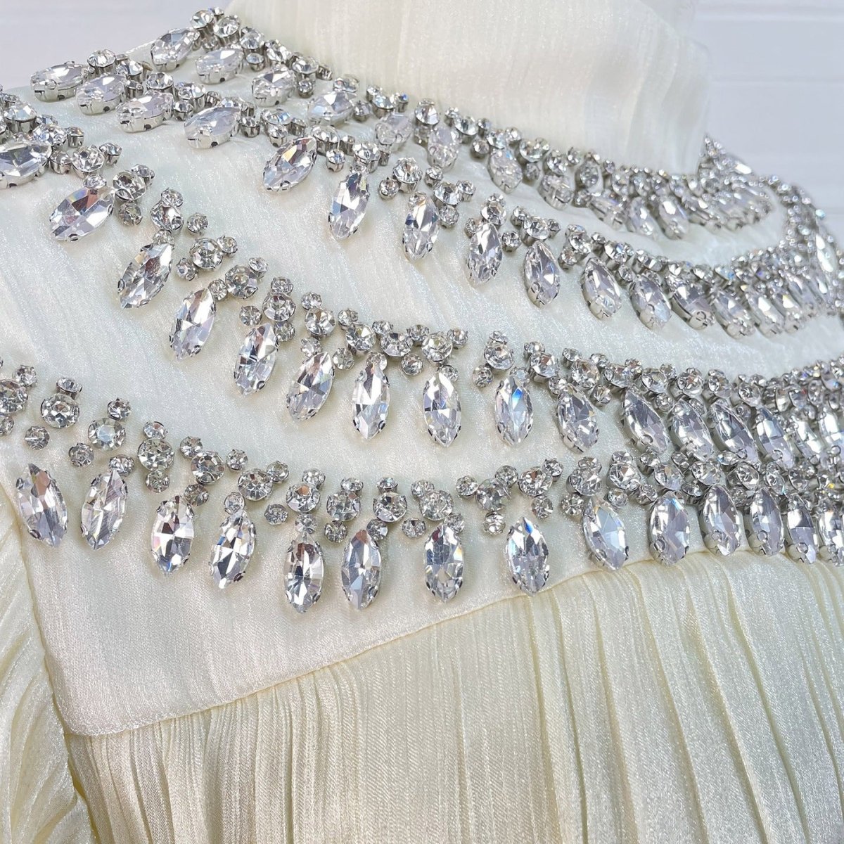 Luxury Rhinestone Collar Maxi Dress(MA440) - Mariam's Collection