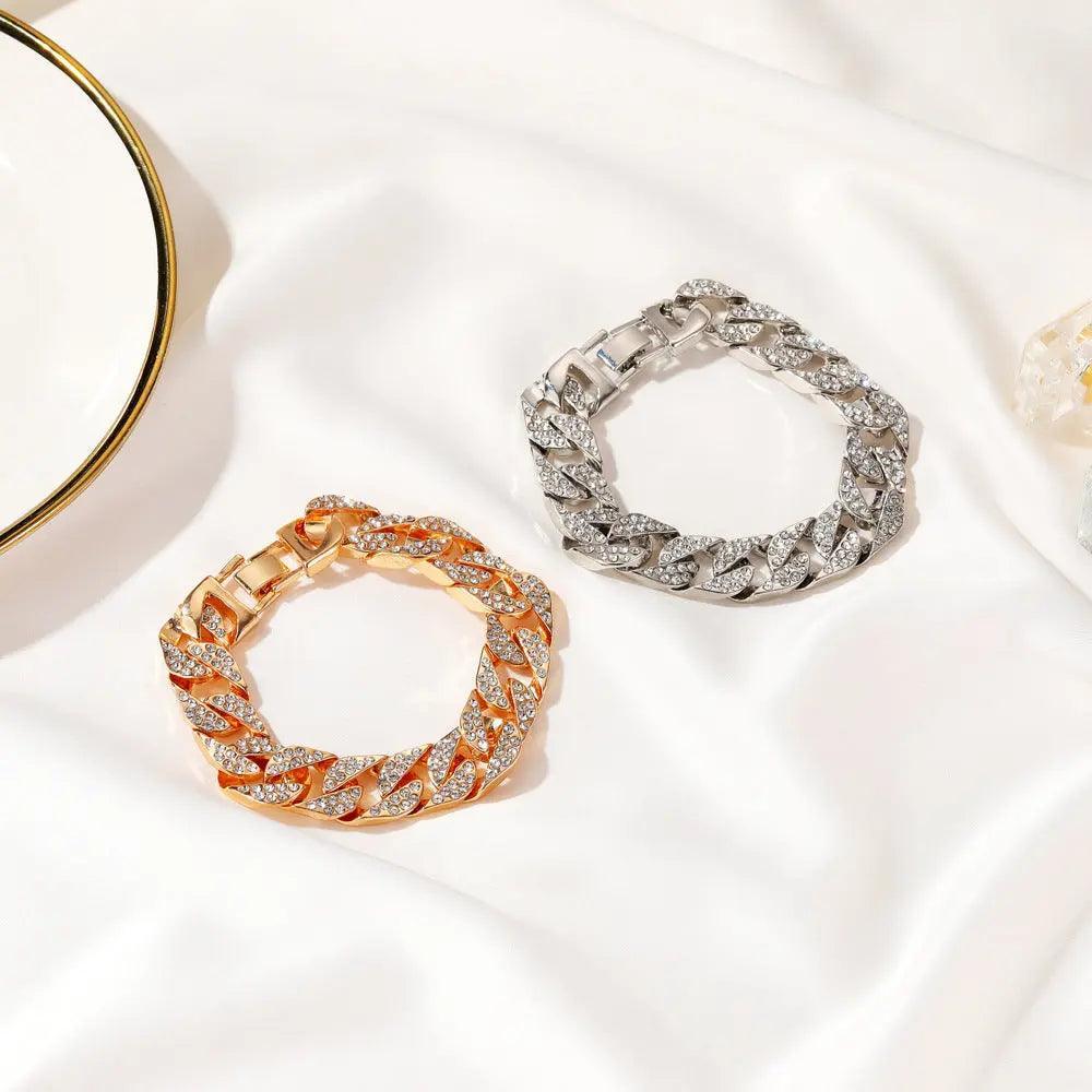 MAC036 wide flash diamond bracelet - Mariam's Collection