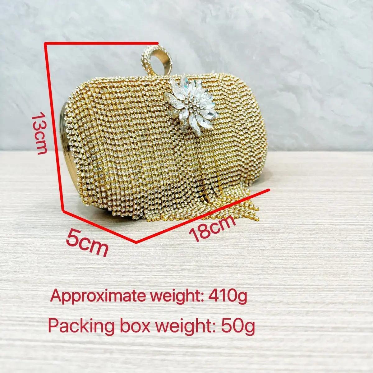 MAC056 Tassel Evening Clutch Bag Luxury Rhinestones Party Prom Purse Handbag With Detachable Chain - Mariam's Collection