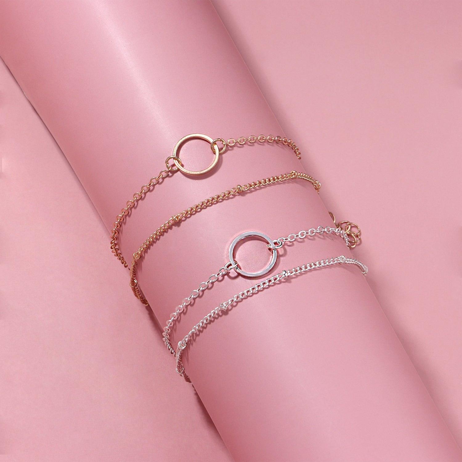 MAC085 Fashionable GeometricHollow Ring Simple Double Layer Bracelet - Mariam's Collection