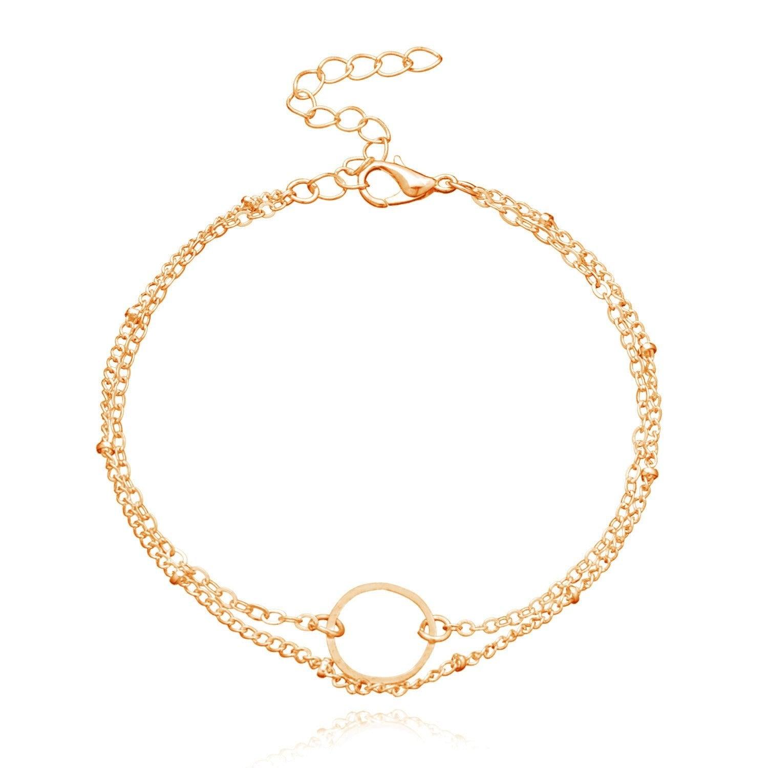 MAC085 Fashionable GeometricHollow Ring Simple Double Layer Bracelet - Mariam's Collection
