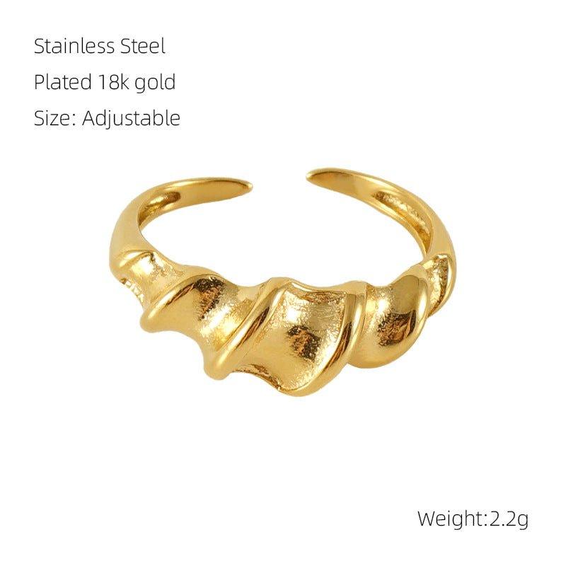 MAC086 Light Luxury Stainless Steel Open Adjustable Irregular Ring - Mariam's Collection