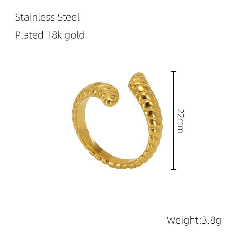 MAC086 Light Luxury Stainless Steel Open Adjustable Irregular Ring - Mariam's Collection
