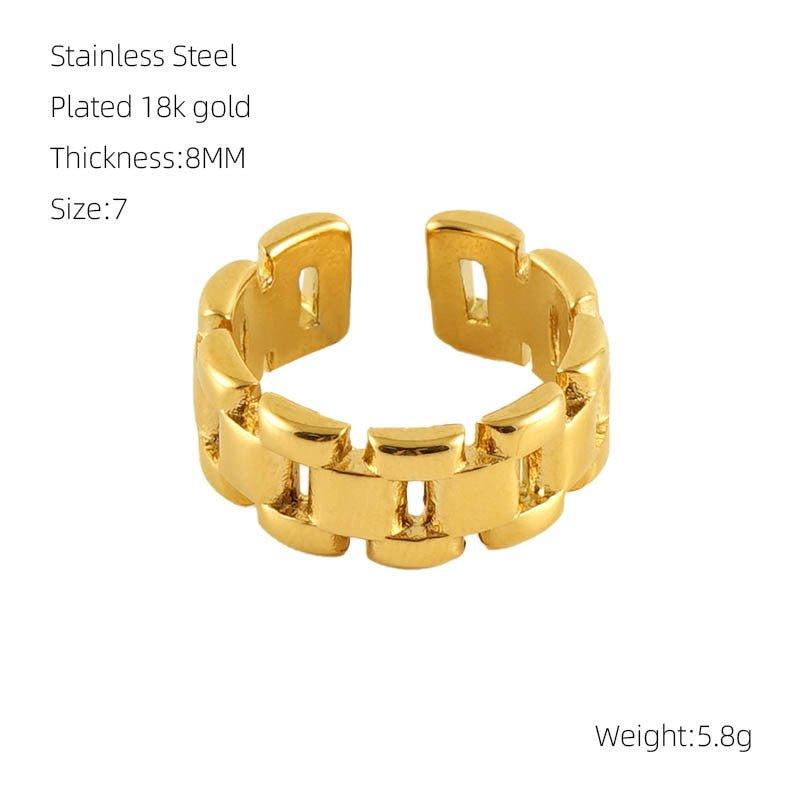 MAC086 Light Luxury Stainless Steel Open Adjustable Irregular Ring - Mariam's Collection
