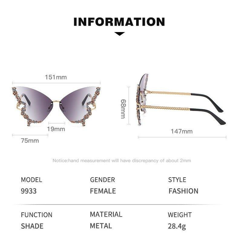 MAC116 Large Frame High - end Diamond - encrusted Butterfly Anti - UV Sunglasses - Mariam's Collection