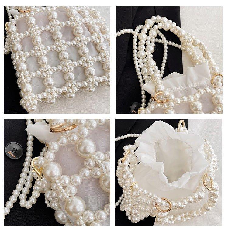 MAC125 Hollow Hand - woven Beaded Pearl Bag - Mariam's Collection