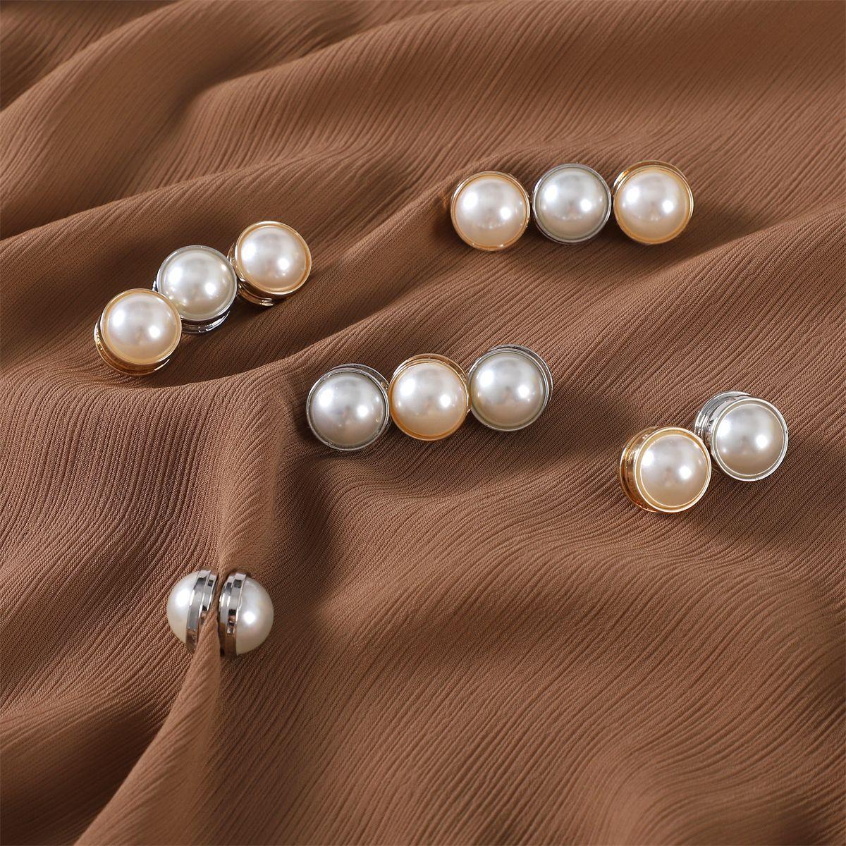 MAC126 Pearl Magnetic Buckle Hijab 12 pcs Brooches - Mariam's Collection
