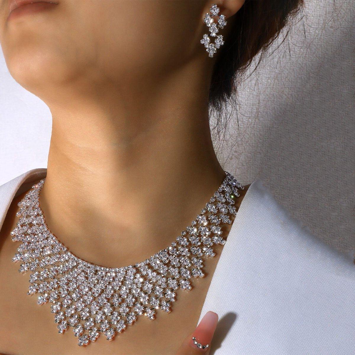MAC128 Stylish Rhinestone Tassel Jewelry Set - Mariam's Collection
