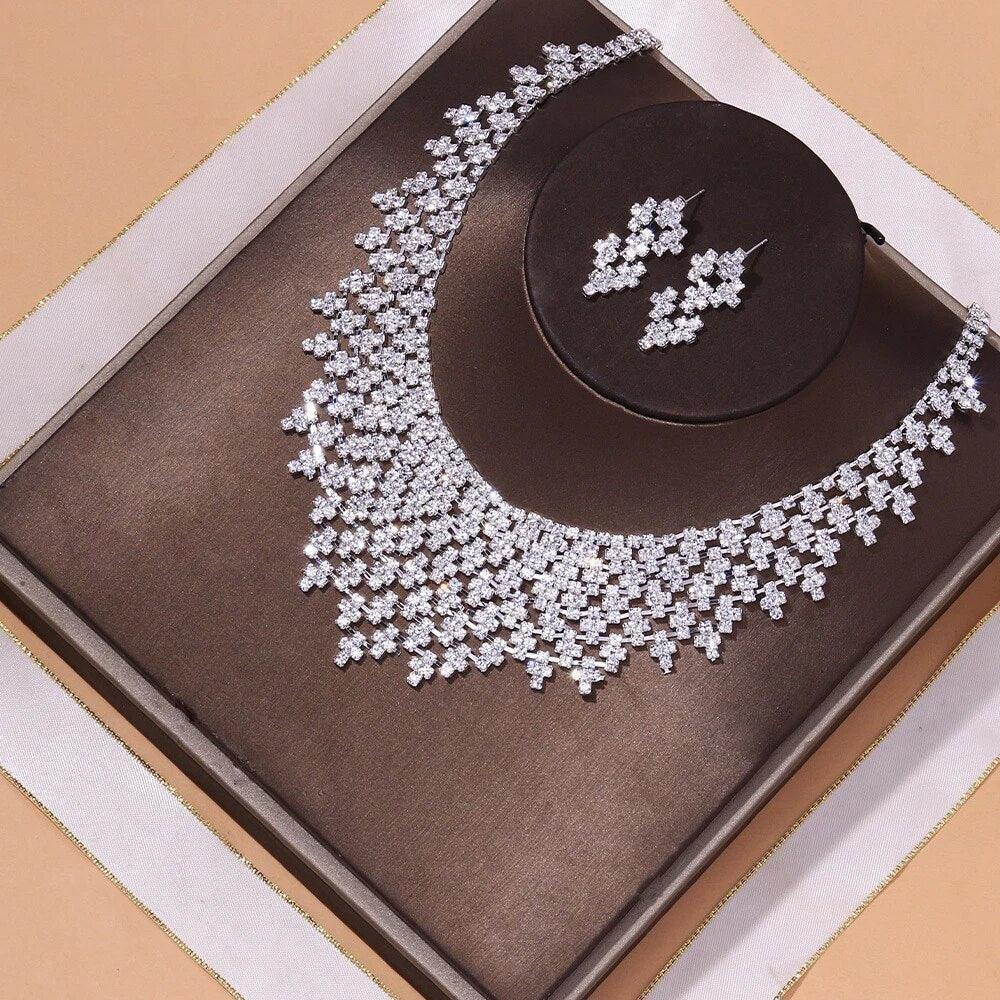 MAC128 Stylish Rhinestone Tassel Jewelry Set - Mariam's Collection