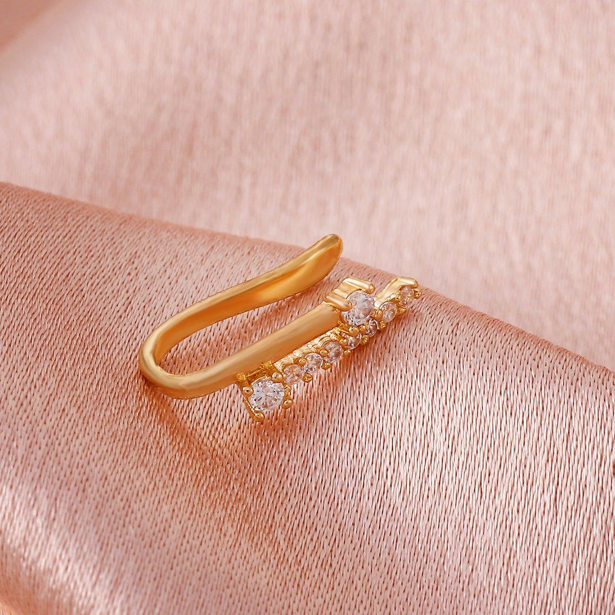 MAC134 Non - Puncture T - Shape Micropaved Zirconia Nose Ring - Mariam's Collection