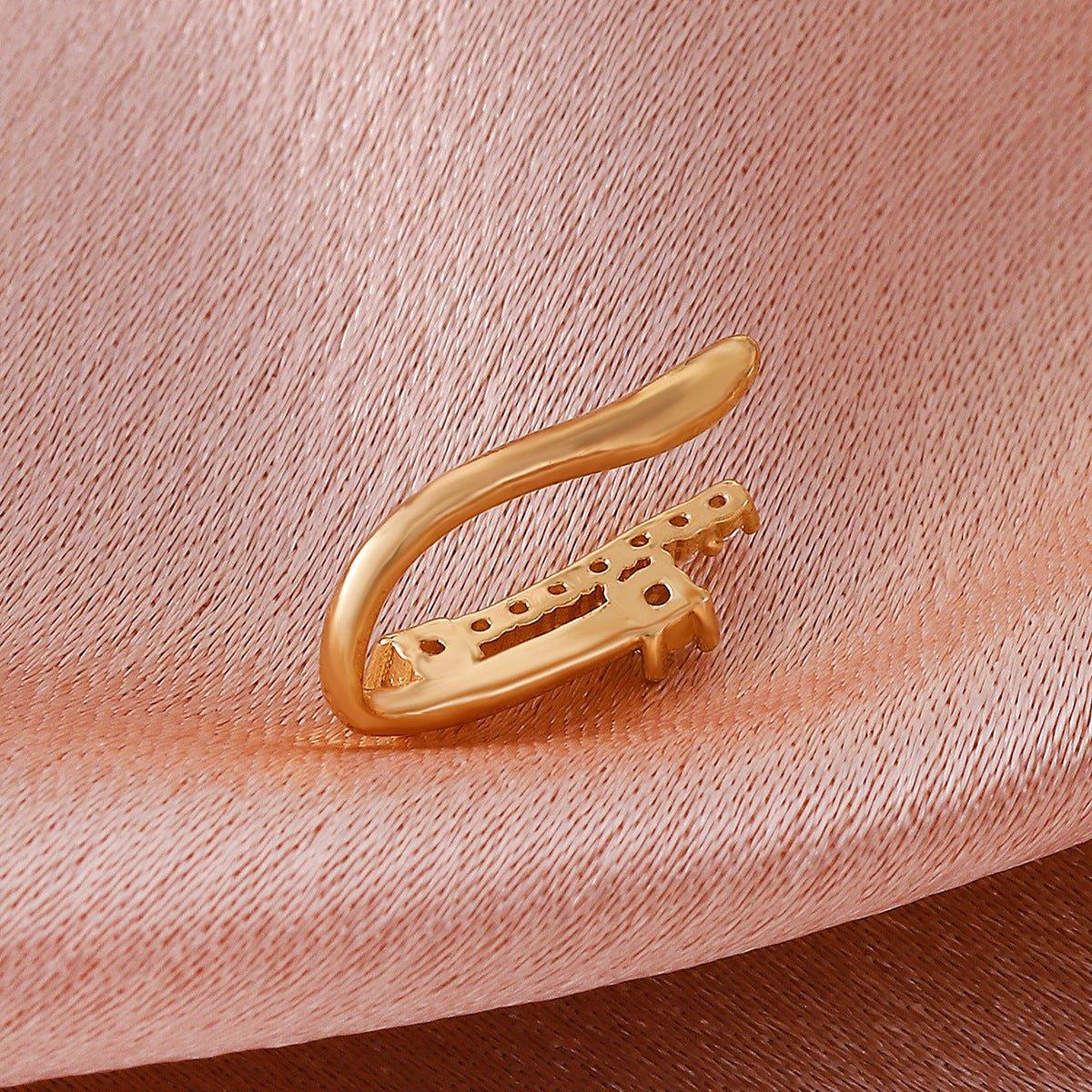 MAC134 Non - Puncture T - Shape Micropaved Zirconia Nose Ring - Mariam's Collection