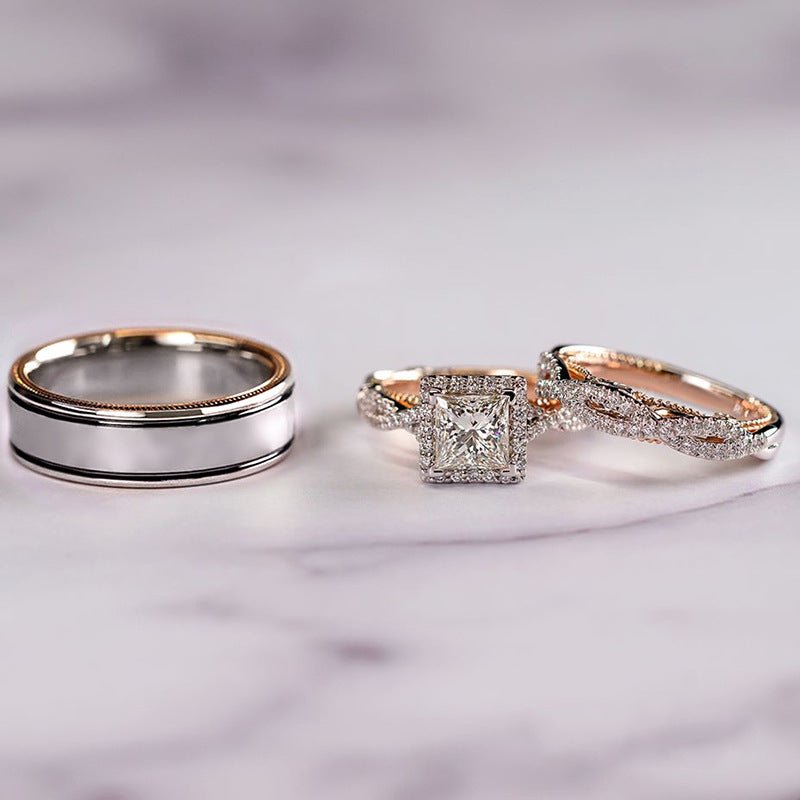 MAC175 Rose Gold Sparkling Zircon Luxury Engagement Ring - Mariam's Collection