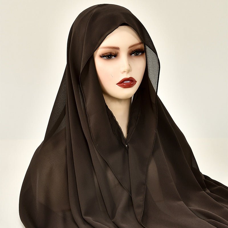 Magnetic Chiffon Instant Hijab | Easy - Wear Square Scarf with Anti - Slip Magnetic Closure(MH152) - Mariam's Collection