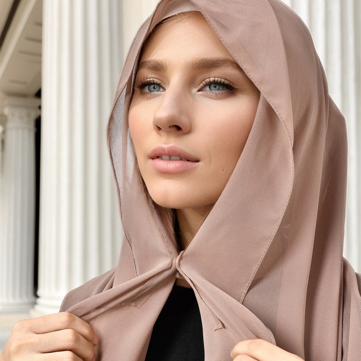 Magnetic Chiffon Instant Hijab | Easy-Wear Anti-Slip Square Scarf with Magnetic Closure