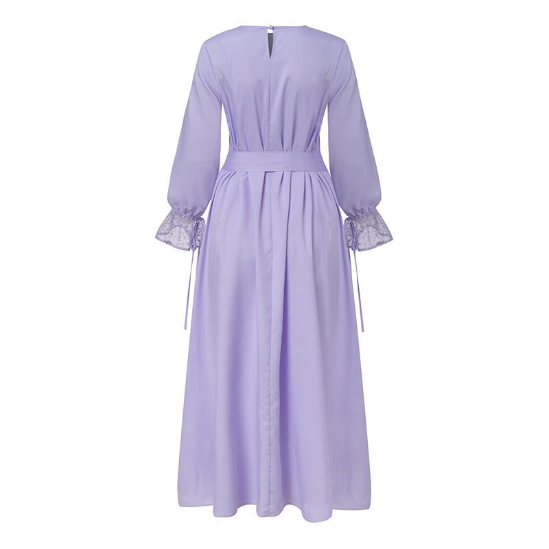 Mesh Panel Stretch Abaya with Belt(MA365) - Mariam's Collection