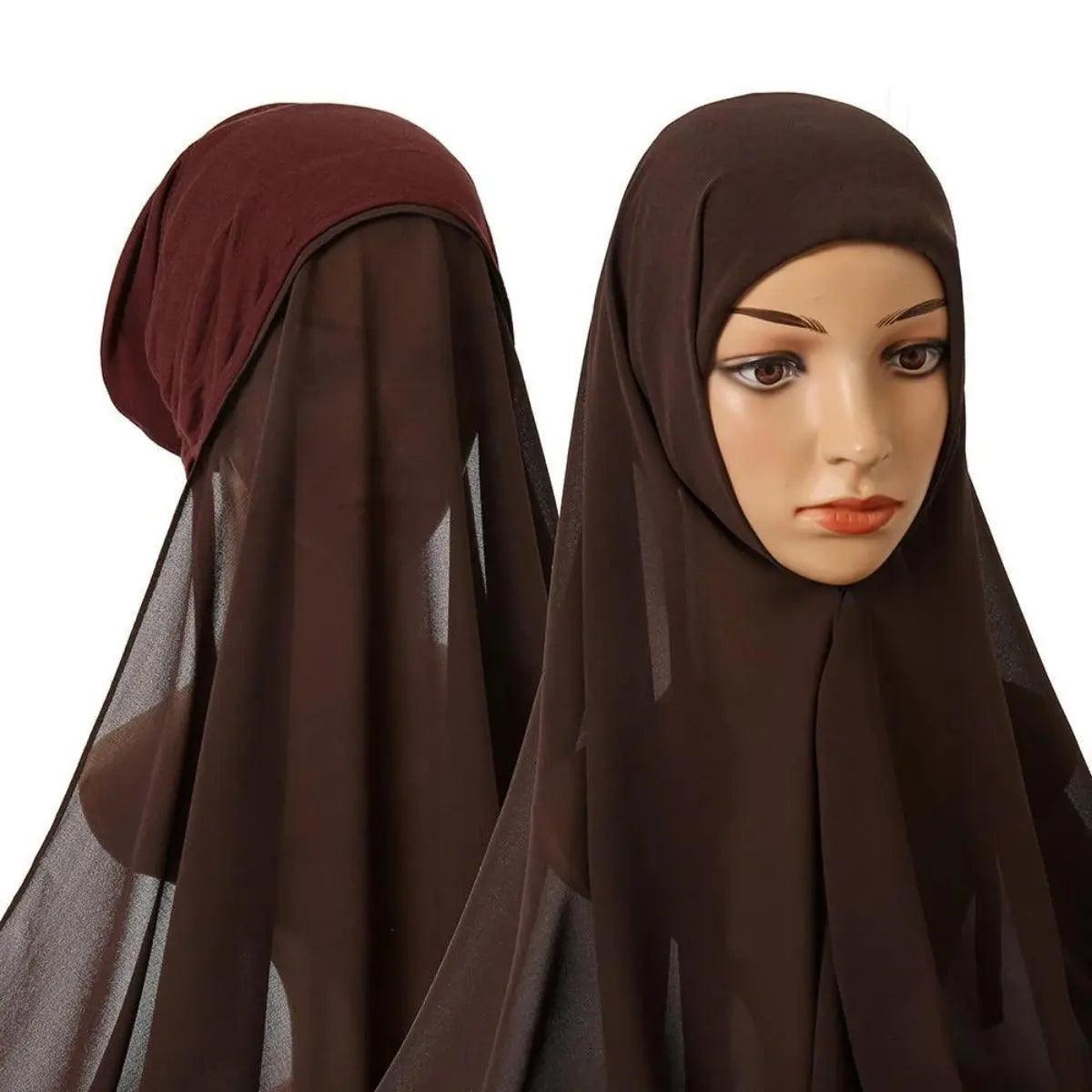 MH004 Chiffon Instant Hijab with Modal Undercap - Mariam's Collection