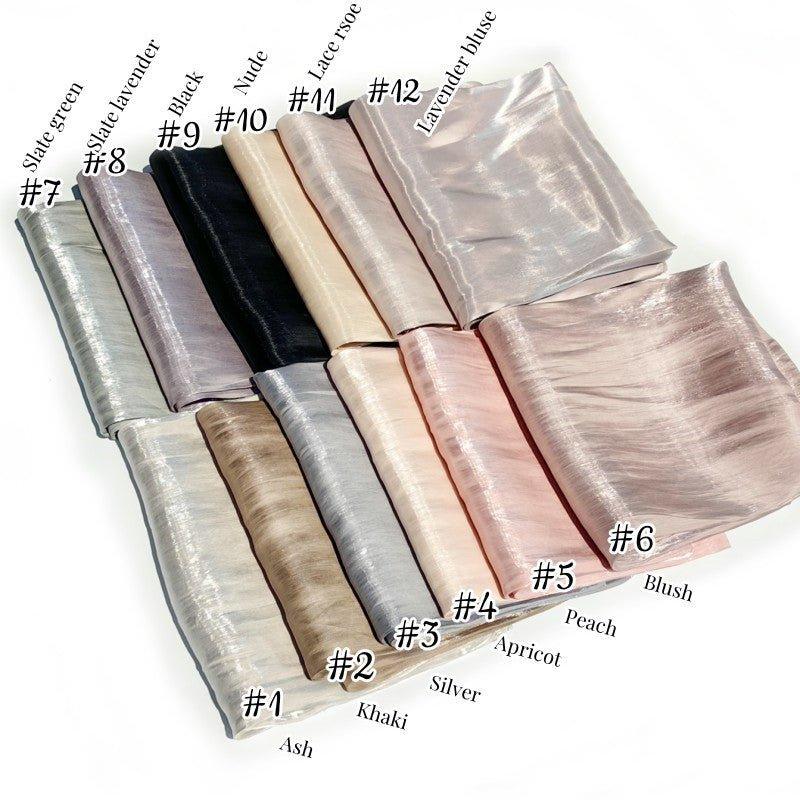 MH051 Solid Color Thin Plain Satin Long Hijab - Mariam's Collection