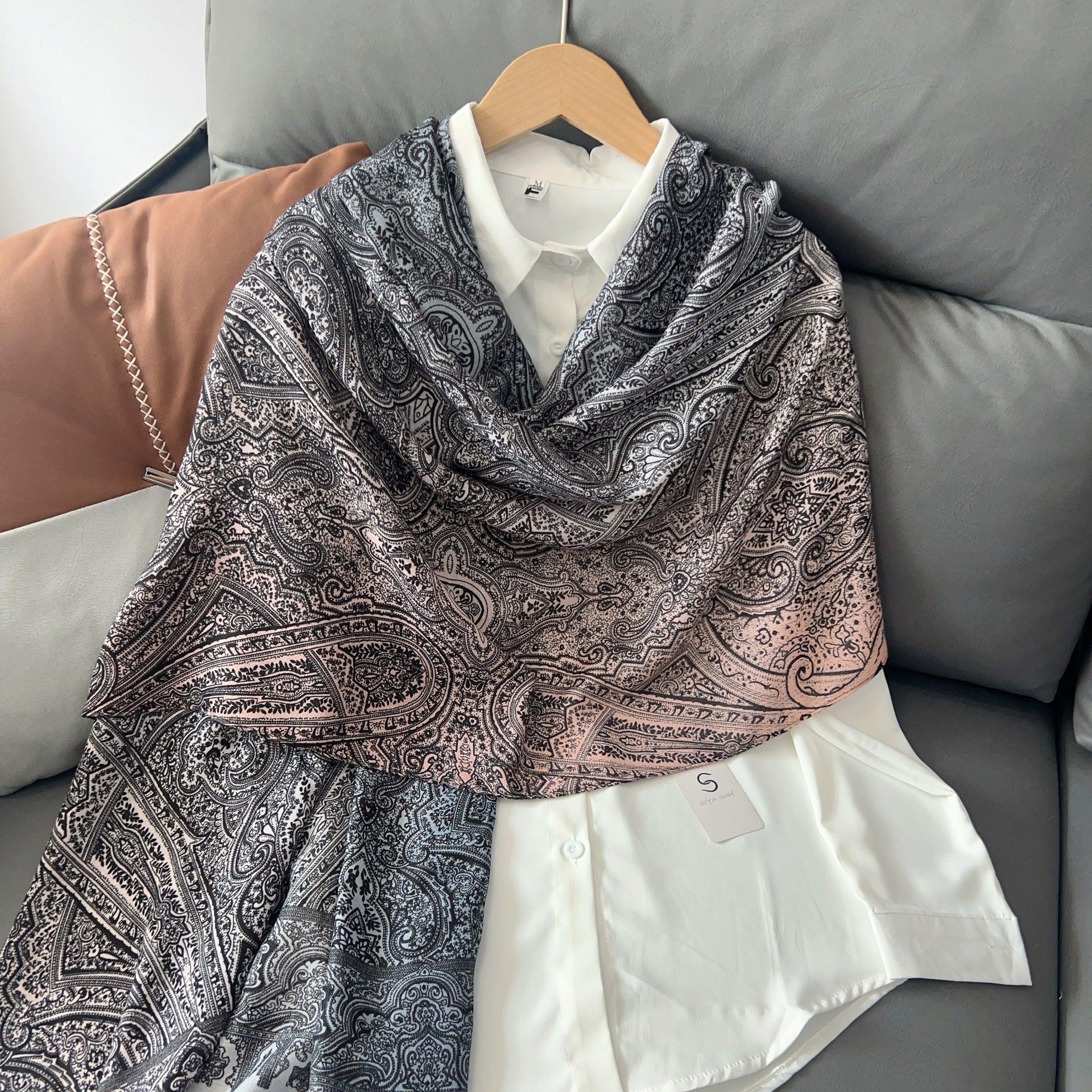 MH058 Cashew Printed Cotton And Linen Thin Hijab - Mariam's Collection